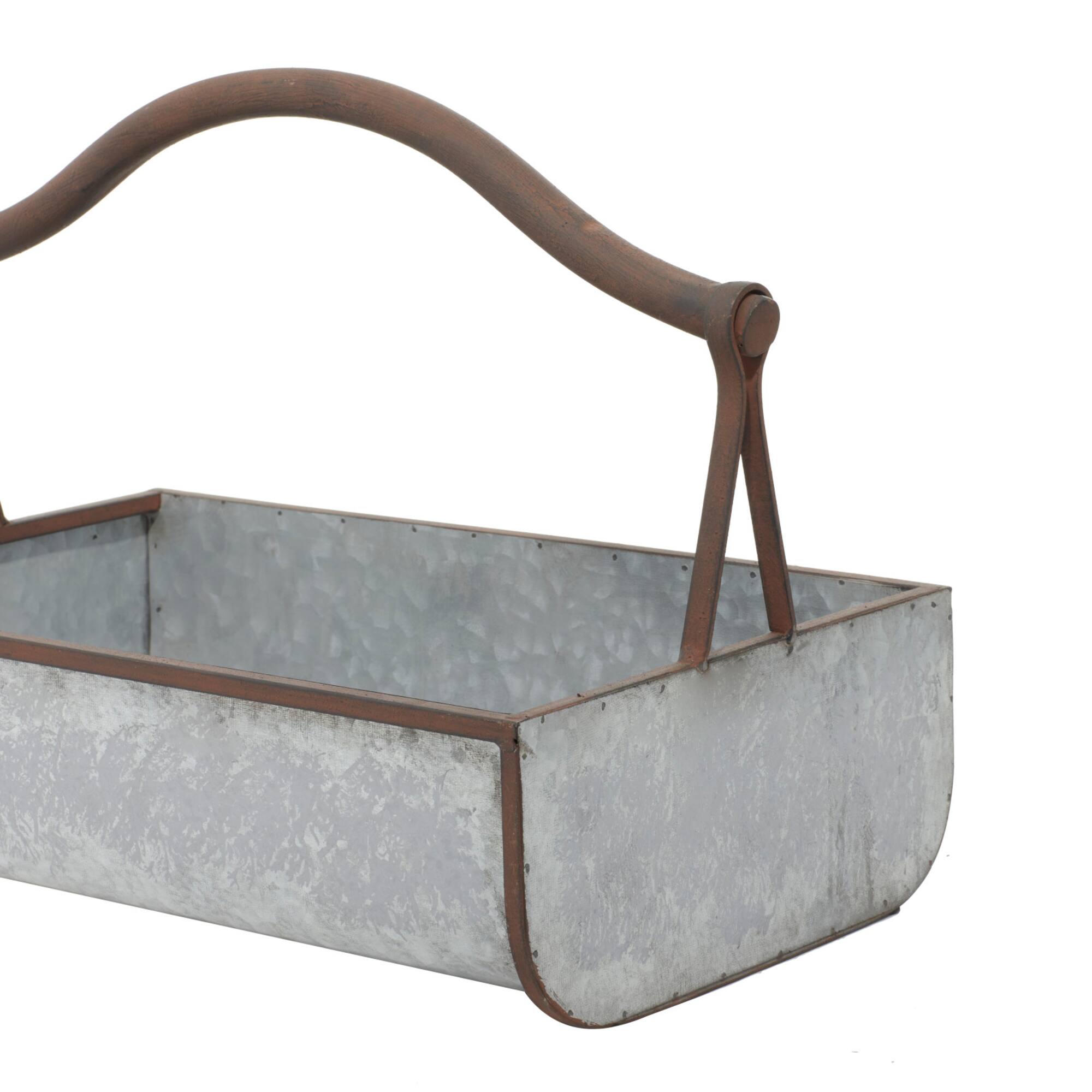 Gray Metal Farmhouse Handle Planter Set